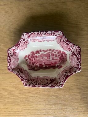 Masons Cream and Red Marked Ceramic Dish Vintage